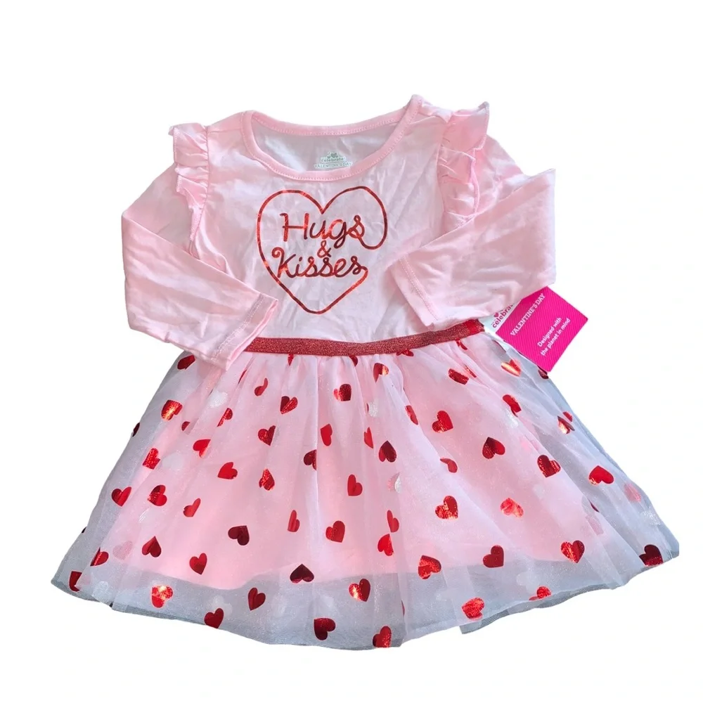 NWT HUGS N KISSES LITTLE GIRL HEARTS DRESS CELEBRATE